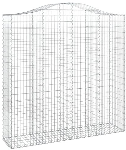 vidaXL 3x Paniers à Gabions Arqués Cages à Gabions Arquées Murs de Gabion Barrières de Jardin Terrasse Extérieur 200x50x200/220 cm Fer Galvanisé
