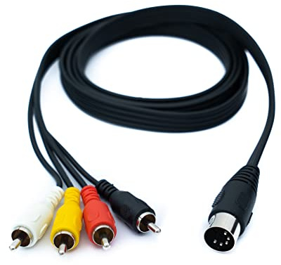 System-S Cinch 4 RCA Kabel 150 cm Stecker zu DIN 5 polig Stecker Stereo Adapter Schwarz