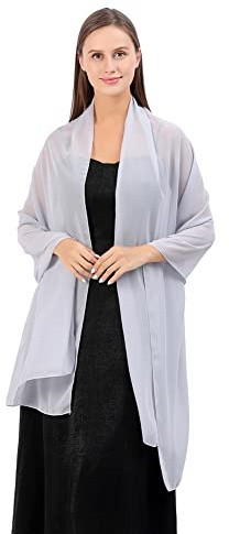 Proumhang Kvinnor Mjuka Chiffonsjalar Scarves Wraps för Brud brudtärna bröllop fest kväll Klänning och speciella tillfällen Klänningar 70cm x 200cm Grå