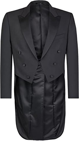 Wilvorst Classics Herren Frack-Sakko Classic Fit Schwarz, Bekleidungsgröße: 54