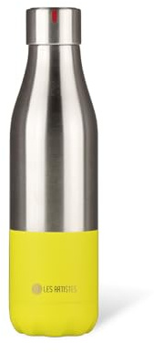 LES ARTISTES Paris A-4242 Bottle'Up, 500 ml, Gourde isotherme sans BPA, Réutilisable, Garde au chaud 12h et au froid 24h, Acier Inoxydable, Design Split Lemon Dark