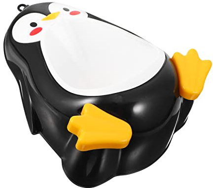 Jungen Pipi Töpfchen aus Pp, Wand Urinal für Kinder in Schwarz | Pinguin Form, Drehendes Windrad, Leicht zu Reinigen, für Badezimmer, 1 Stück