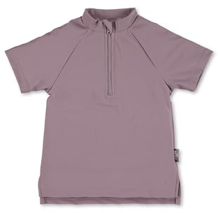 Sterntaler Badeshirt Kurzarm Uni – UV-Schutz 50+ Schwimmshirt – Mädchen Beachwear schnelltrocknend – Kinder Rashguard mit Reißverschluss & Kinnschutz – blasslila, Größe 80