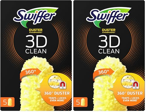 Swiffer Piumini Catturapolvere, 10 Piumini Duster 3D, Cattura e Intrappola Polvere e Sporco, Raggiunge I Punti Più Difficili Della Casa, Ottimo Per I Peli Di Animali, Maxi Formato