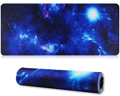 Jahosin XXL spelmusmatta, utökad musmatta sydda kanter 2 mm halkfri gummibas 90 x 40 cm skrivbordsdyna för spel/kontor/affärsverksamhet 90 x 40 Bluespace04