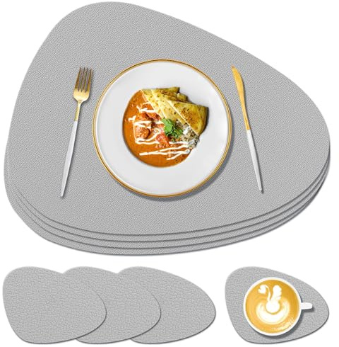 KERYCHIN Set di 4 tovagliette in silicone e 4 sottobicchieri lavabili, resistenti al calore fino a 232 °C, design con texture antiscivolo, accessori da pranzo lavabili per ristorante, cucina, casa