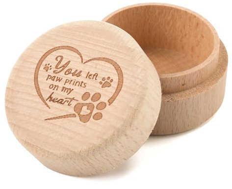 Caja de Recuerdo de Mascotas de Madera, Regalos para Pérdida de Mascotas, Regalos Conmemorativos para Guardar Gatos, Perros, Pelo, Dientes, uñas, Cenizas de Hueso (Patrón de Corazón)