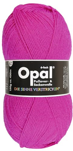Frida's Wollhaus Opal 150 g Uni 6-fach Sockenwolle Strümpfe Stricken Einfarbig 9 Farben (7901 | Pink)
