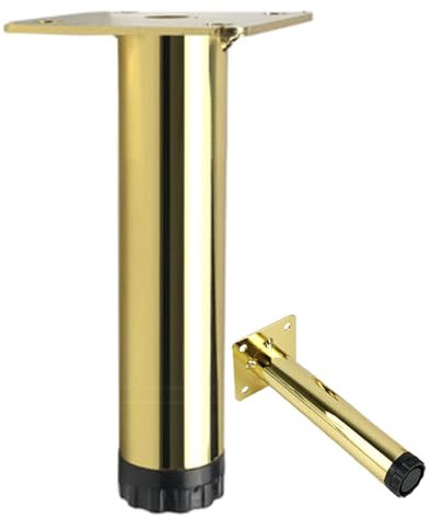 SZLXJMFL Sofafüße Gold, Möbelfüße Verstellbar Sofafüsse Möbelfüsse Höhe: 10-20 cm (+1.0 cm) Sockelfuß Möbelbeine Couchtisch Beine Stützbeinen | Mit Schrauben, 4× Couche Beine (20cm,Gold)