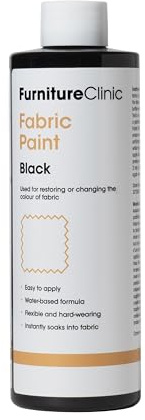 Furniture Clinic Fabric Paint - Use to Restore or Change the Colour of Upholstery, Soft Furnishings, Car Interiors - Easy to Use - Works on All Fabrics (Black, 500 ml)