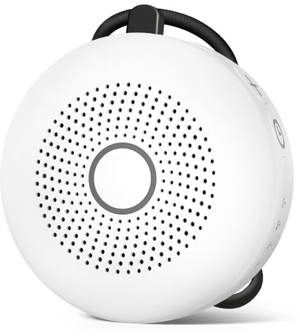 Sleepbox Portable White Noise Machine 30 Soothing Sounds Rechargeable Battery Small for Travel 32 Volume Control Noise Canceling Sleep Machine Sound Therapy for Baby Kids Adults (White)