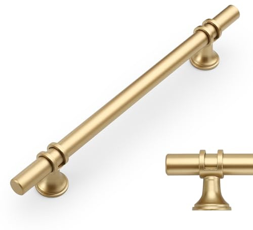 Amerdeco 10 Pack Gold Cabinet Pulls 6.3 Inch(160MM) Hole Centers Kitchen Cabinet Handles Cabinets Hardware Drawer Pulls AM002