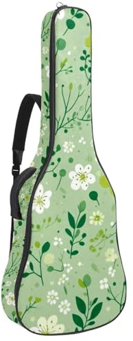 Gitarrentasche, 104 cm, doppelter verstellbarer Schultergurt, Akustikgitarre, Gigbag, frische Pflanzen, Blumen, Gitarrenkoffer, wasserdicht, Oxford-Stoff, dicker Schwamm, Frische Pflanzen, Blumen,