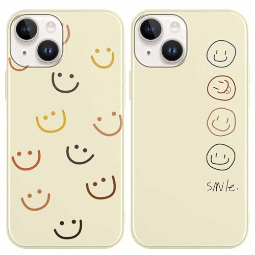 Yoedge 2 Stück Handyhülle für iPhone 14 / iPhone 13 Hülle, Gesicht Niedliches Gemaltes Mädchen Aesthetic Handyhülle Dünn Weich Schlanke Flexible Silikon Stoßfest Schutzhülle für iPhone 13 6,1