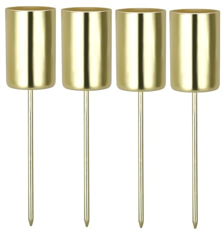 4 Stück Adventskranz Kerzenhalter, Retro Stabkerzenhalter kerzenhalter mit kurzem Dorn für Adventsgirlande Blumentopf Weihnachtsdekoration mit Pinzette (Gold)