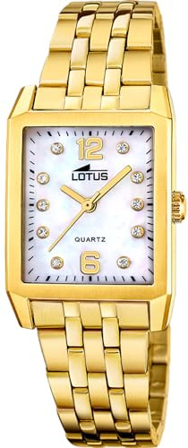 Lotus Damklocka 18986/1 fyrkantig serie guldfärgat rostfritt stål armband i rostfritt stål guld, Pärlmor, armband