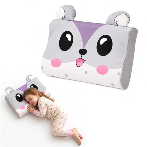 champracer Schlummerkids Kissen, Calmly Kinderkissen, Kinderkopfkissen, Atmungsaktives Ergonomisches Kissen für Jungen und Mädchen mit Niedlichen Tierdesigns (Maus,50 * 30 cm)