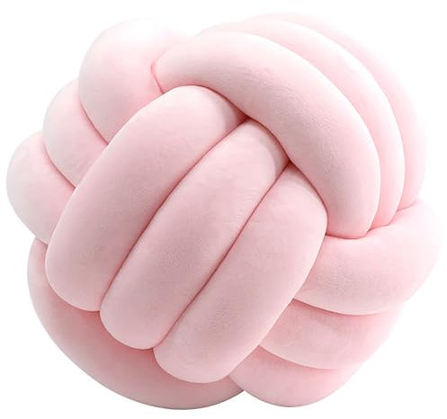 TAUIANE Weiche Knoten Ball Kissen, Wurfkissen, Heimdekoration, Geknoteter PlüSch üBerwurf, Handgefertigtes Rundes PlüSchkissen, SüßEs Geknotetes Kissen, FüR Heimdekoration,A03,27cm/10.6in