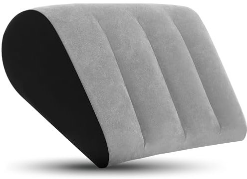 LuxoCare Almohada Hinchable Portátil para Las Piernas – Almohadones de Apoyo Lumbar, Almohadones de Viaje Hinchable, Cojín para Rodillas y Almohadillas Postural para Dormir (Gris)