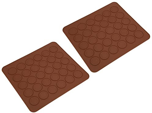 Tapetes de Silicona para Hornear Macarrones, 2 Tapetes de Repostería con 30 Orificios para Revestimientos de Hornos de Masa Rodante, Tapete de Repostería, para Macarrones, Moldes