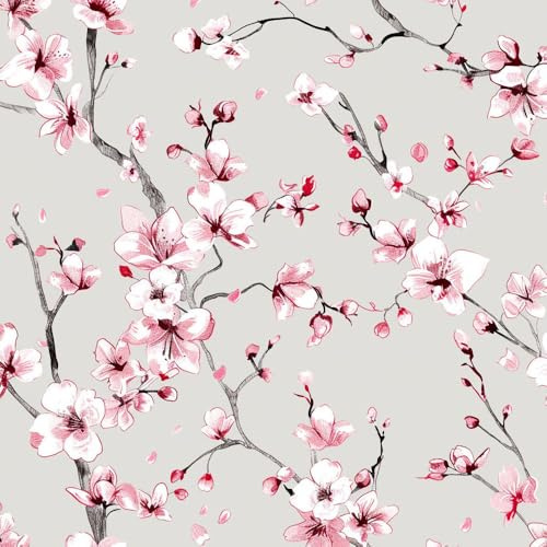 Klebefolie Möbelfolie Tapete Rosa Kirschblüten Mustertapete Klebefolie Möbel Tapete Kinderzimmer Muster Dekofolie Möbelfolie Selbstklebend Wand Tapeten Wohnzimmer Schrankfolie Klebefolie Kinder