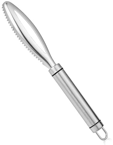 MingFontec Descamador de pescado de acero inoxidable, extractor de escamas de pescado, extracción rápida, pelador de peces, descamación de peces, diente de sierra, herramienta para cocina