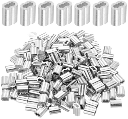 sourcing map Aluminum Crimping Loop Sleeve 1/8(2.5mm) Cable Ferrule for Wire Rope Cable Line, Pack of 200