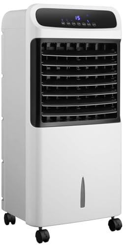 Taylor & Brown 80W 4-in-1 Portable Air Cooler, Humidifier & Air Purifier with Ionizer, Inc Led Screen, Remote Control & 120° Oscillation, 3 Fan Speeds, Built in 12 hour Timer & a 12L Tank Capacity