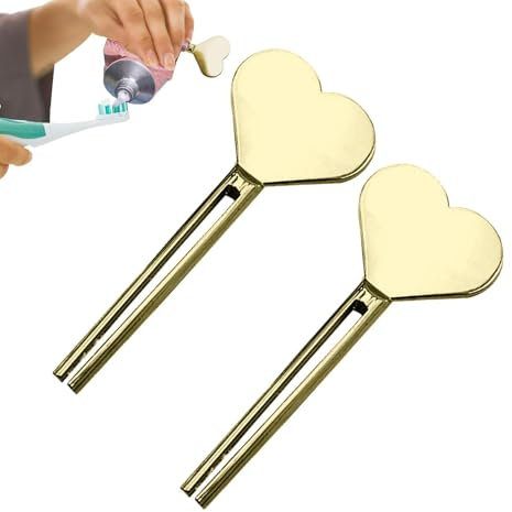 2 Stück Tubenquetscher Für Alle Tube Metall, Zahnpasta Tubenpresse, Tubenausdrücker Für Senftuben, Niedliches Herz-Design, edelstahls-Auswringer, Vielseitige Metallpresse Zum Sparen Von Cremes, Farbe