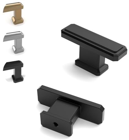 ELEBUILD 12 Pack Matt Black Cabinet Knobs, T Bar Single Hole Handles | Modern Cupboard Knobs for Kitchen, Chest of Drawers, Bathroom Vanities, & Wardrobe Doors, Home & DIY Projects