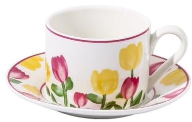 QBSHLHT Juego de taza, taza y platillo de café de cerámica de tulipán rosa, taza de té de la tarde coreana de alto valor 220ML