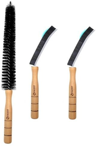 2025 Wooden Handle Crevice Gap Cleaning Brush (2PCS) & Dryer Lint Brush Vent Trap Cleaner - Hard Bristle Cleaning Tool Kit for Kitchen, Bathroom, Window Tracks, Grout, Refrigerator Coil & Home Use
