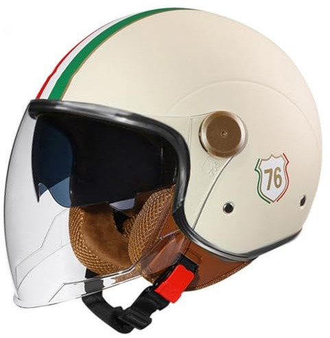 Casco Abierto Motocicleta 3/4 CNNGU, Casco Unisex-Adulto, Estilo Retro Vintage, Aprobado Dot/ECE, Color G