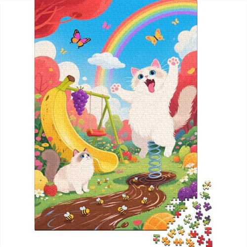 Puzzle Adulte 1000 Pièces Ragdoll Assis sur Un Ressort, pour Garçons Filles Relax Jeux Qualité Supérieure Cadeaux en Bois Décor À La Maison 1000pcs (75x50cm)