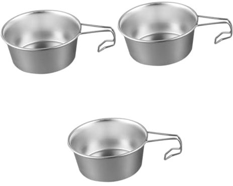 Toyvian 3 Stück Syrah-Schüssel tragbar im Freien Futternäpfe groß Picknick camping geschirr Zusammenklappbare Kochschüsseln für Camping Griffschalen Edelstahl 304 Silver
