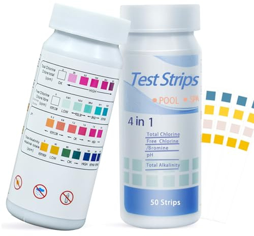 Pool Teststreifen,Pool Tester Ph Und Chlor,4 In 1 Pool-Teststreifen Für Spa,Wert Test Wassertester Pooltester Für Spa,Streifen Messgerät (100)