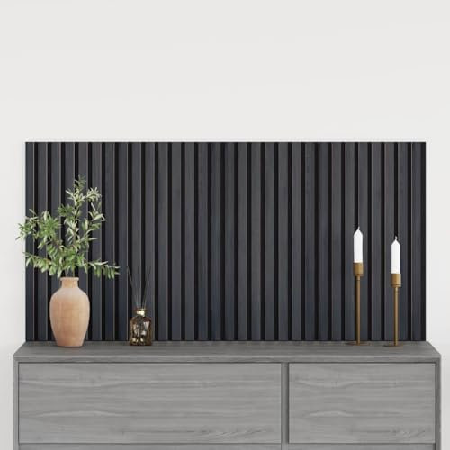 Brokky 42002581 Acoustic Wall Panels 2 pcs Slatted 60.5x60 cm Oak Veneer Acoustic Slat Wall Panel - Decorative & Sound Absorbing Wooden Slatted 3D Feature Pannelling Home Living Room Bedroom Interior