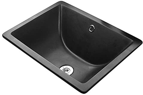 NZPOST Schwarzes rechteckiges Waschbecken, Badezimmerwaschtisch, Unterbauwaschbecken aus Granit (B 51 x 38 cm)