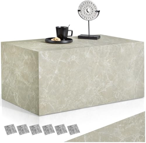 tectake® Couchtisch in Travertin Optik, Beistelltisch, moderner Wohnzimmertisch, Sofatisch, Tisch Wohnzimmer, Deko Wohnzimmer, Couch Tisch, Schlafzimmer Nachttisch - Travertin Optik, 90 x 50 x 40 cm