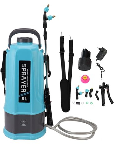 CHICIRIS Pulvérisateur électrique Agricole, Pulvérisateur à Dos avec Pression Réglable et 5 Buses pour Désherber, Soins de Pelouse, Lavage de Voiture et Nettoyage Extérieur (Prise UE 8L)