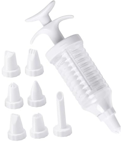 IWOWHERO Multi-Function Cream Nozzle Cookie Press Cake Piping Tool for Cupcake and Biscuit Decorating Reusable Cake Filling Injector with Complete Accessories for Baking and Dessert