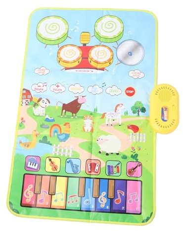 HUSHUI Musikmatte für Kleinkinder, Klaviertastatur und Schlagzeug-Pad-Spielzeug mit 2 Stöcken, Touch-Sound-Erzeugung für Frühe Bildung und Eltern-Kind-Interaktion (Farmtyp)