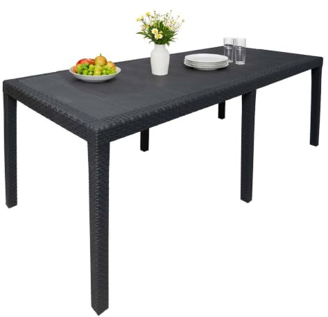 Dmora Aregua - Tavolo da Esterno 10 Posti, Meccanismo Estensione Allunga Centrale: 150x90x72h cm, Nero Antracite