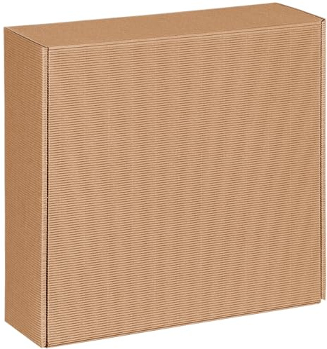 [BOXXCO] 25 Stück Geschenkboxen Natura groß 293x295x95 mm Farbe Natur – Hochwertige Präsentkartons aus Wellpappe mit offener Welle