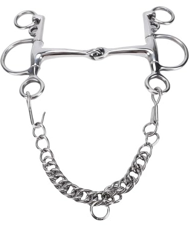 Cryfokt Broca de Caballo de Acero Inoxidable, Filete Clásico de Doble Brida con Gancho para Mejorar la Estabilidad de Conducción para Warmbloods, 125 Mm