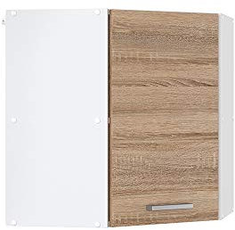 Vicco Eckhängeschrank R-Line, Küchen-Eckschrank, Sonoma/Weiß, 57 cm