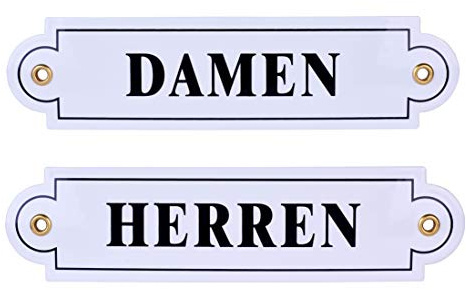 Emailschild Damen und Herren 5x20 cm WC | wetterfest Türschild | Toiletten | Schild Emaille