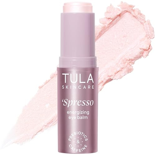 TULA Skin Care Spresso Energizing Eye Balm, Rose Glow - Energizing & Hydrating Caffeine Under Eye Treatment for Dark Circles, Portable and Perfect to Use On-the-go, 0.35 oz.