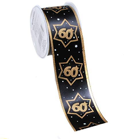 Udo Schmidt GmbH Geschenkband 60 Schwarz/Gold Satinband Schleifenband Geschenkband Dekoband