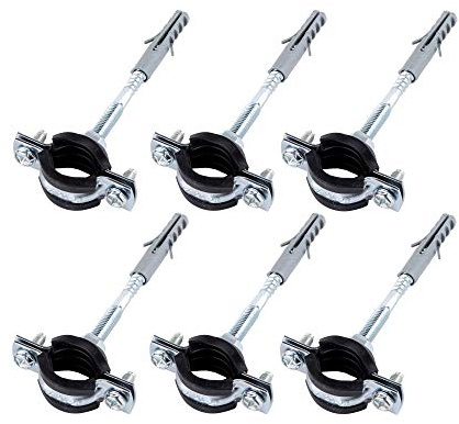 (Pack of 6 pcs) Anti Vibration Single Metal Pipe Brackets Clips Clamps Rubber Lined for Ø 20-25 mm Pipes (6)